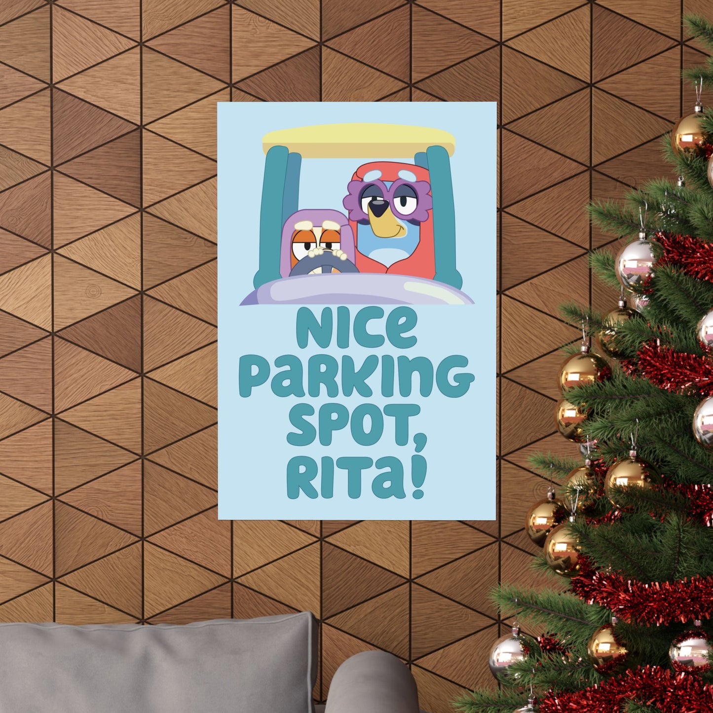 “Nice Parking Spot, Rita” Matte Vertical Poster – Bluey Grannies