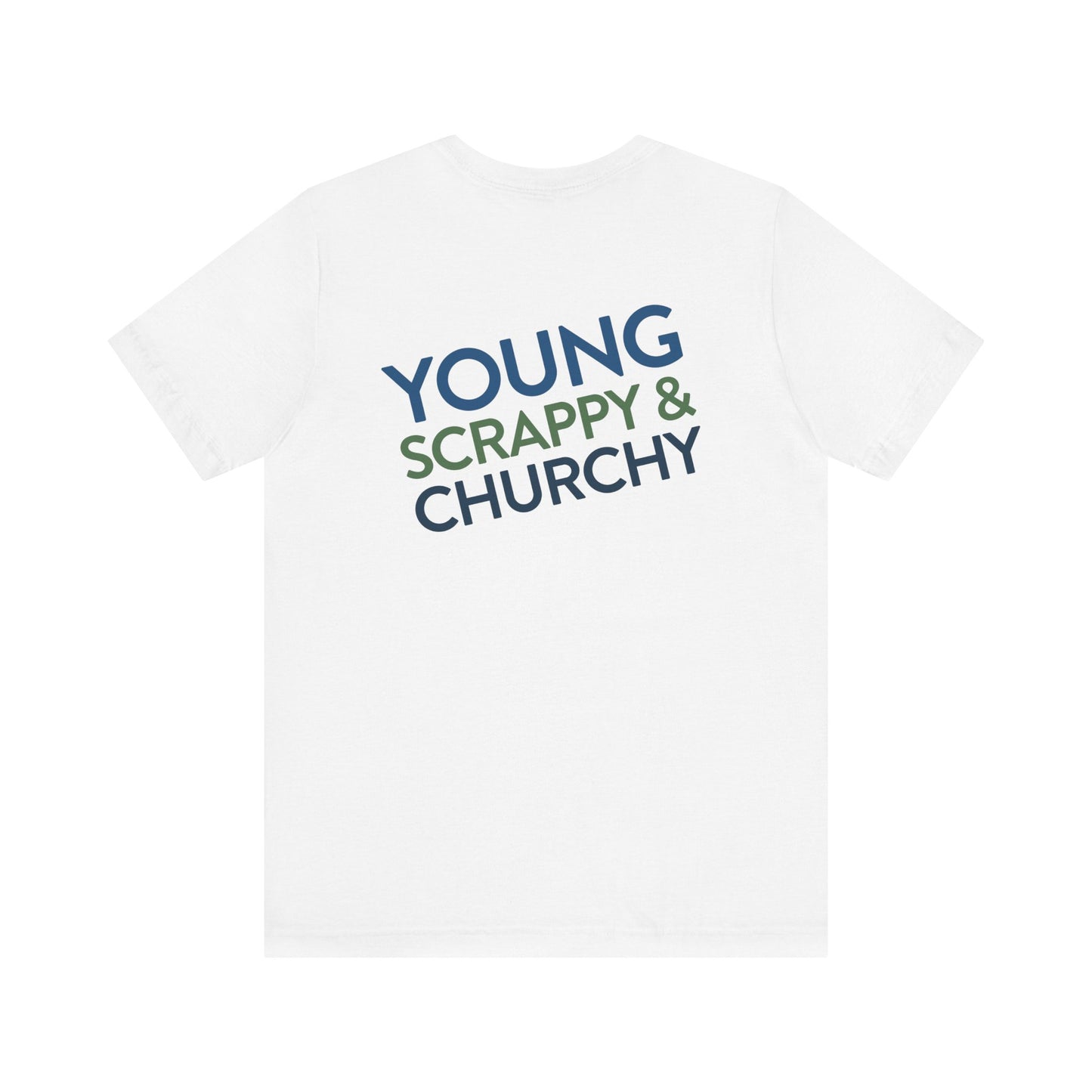 Young, Scrappy, and Churchy Tee for Community UMC of Krum - Unisex Jersey Short Sleeve