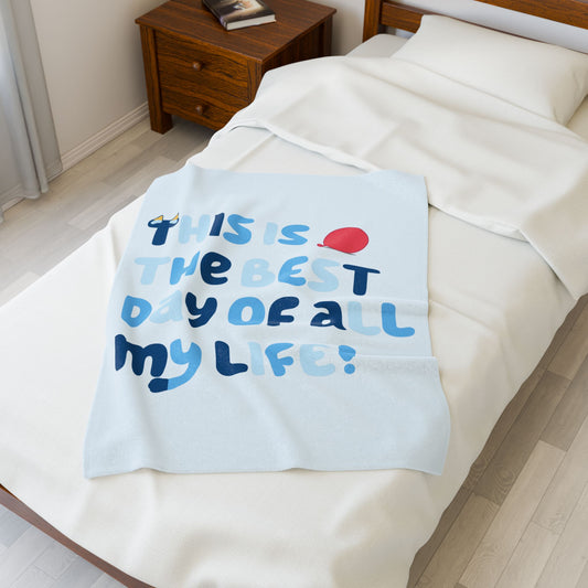 Bluey Plush Blanket – “Keepy Uppy, Best Day of My Life” Throw