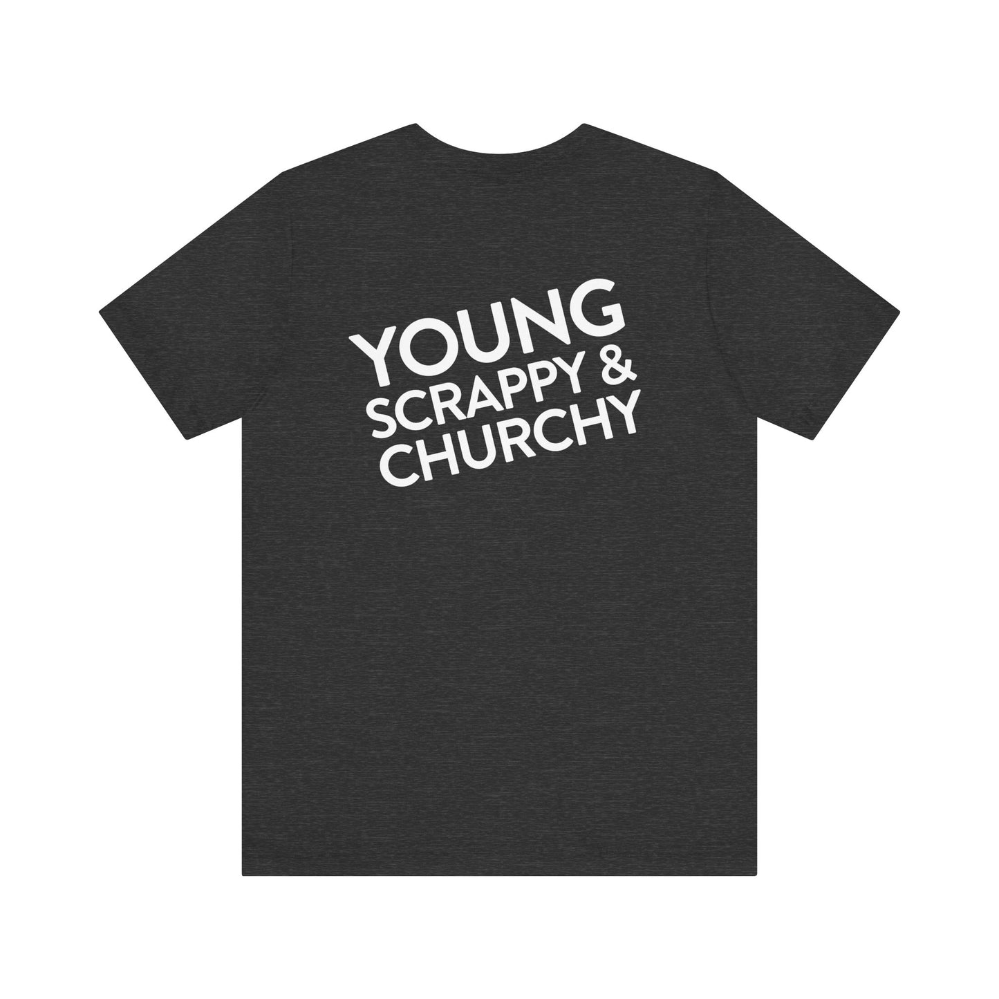 Young, Scrappy, and Churchy Tee for Community UMC of Krum - Unisex Jersey Short Sleeve