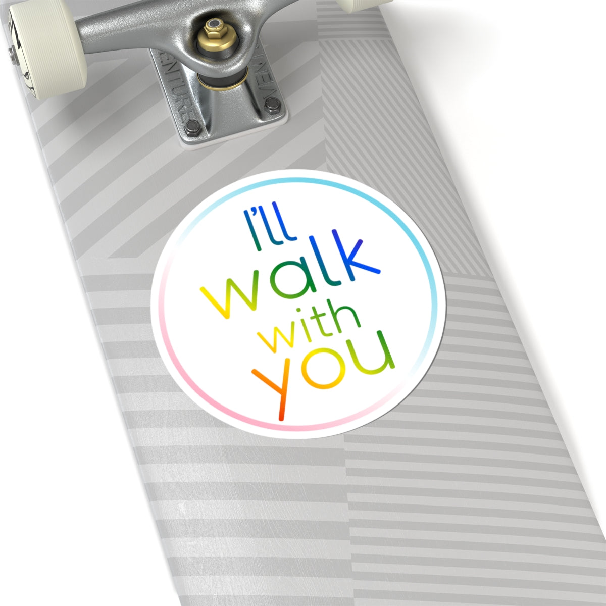 Colorful Inspirational Circular Stickers, LGBTQ+ Pride Sticker, Motivational Laptop Decal, Walk With You Sticker, Affirmation Decoration