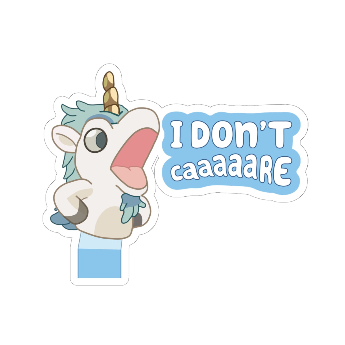 Funny Unicorse Kiss-Cut Stickers – “I Don’t Care” Laptop Decal