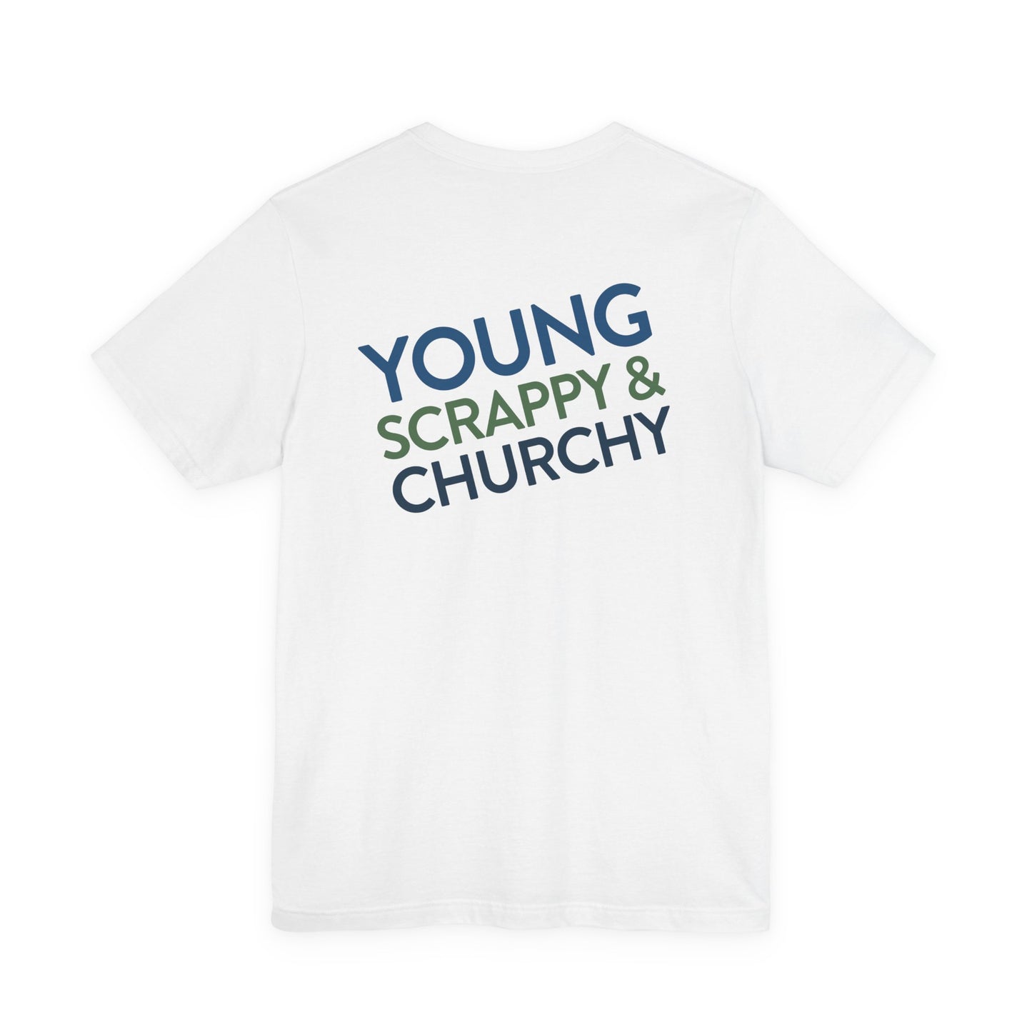 Young, Scrappy, and Churchy Tee for Community UMC of Krum - Unisex Jersey Short Sleeve