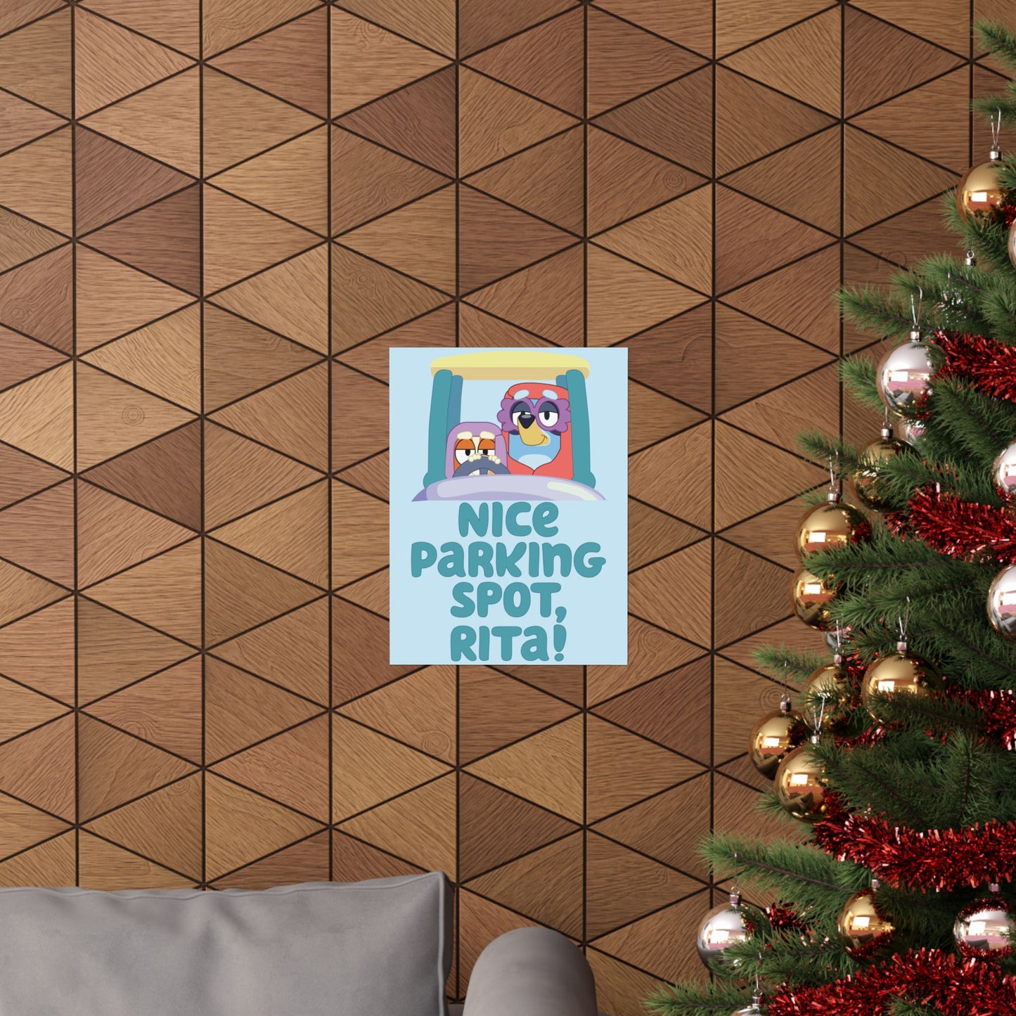 “Nice Parking Spot, Rita” Matte Vertical Poster – Bluey Grannies